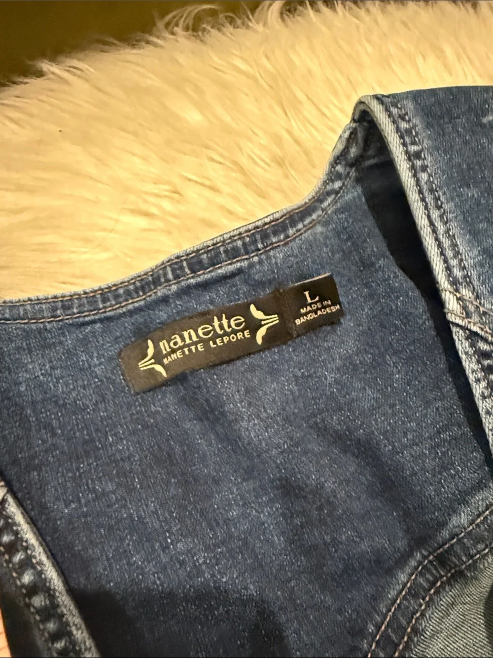 Nanette Lepore dark rinse denim vest sz L